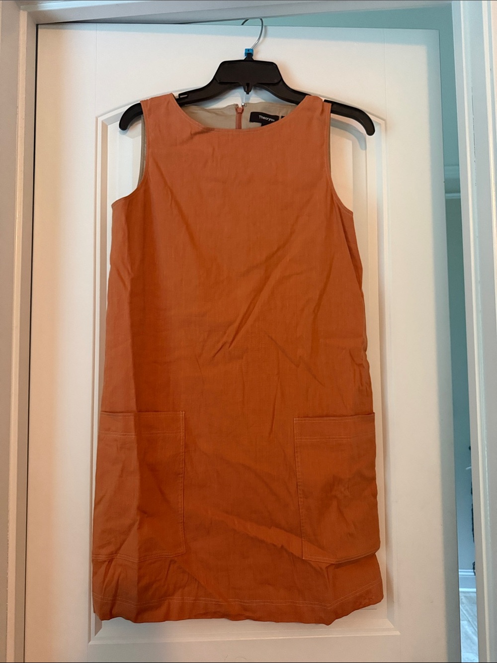 Theory Rust Orange Sleeveless Shift Dress